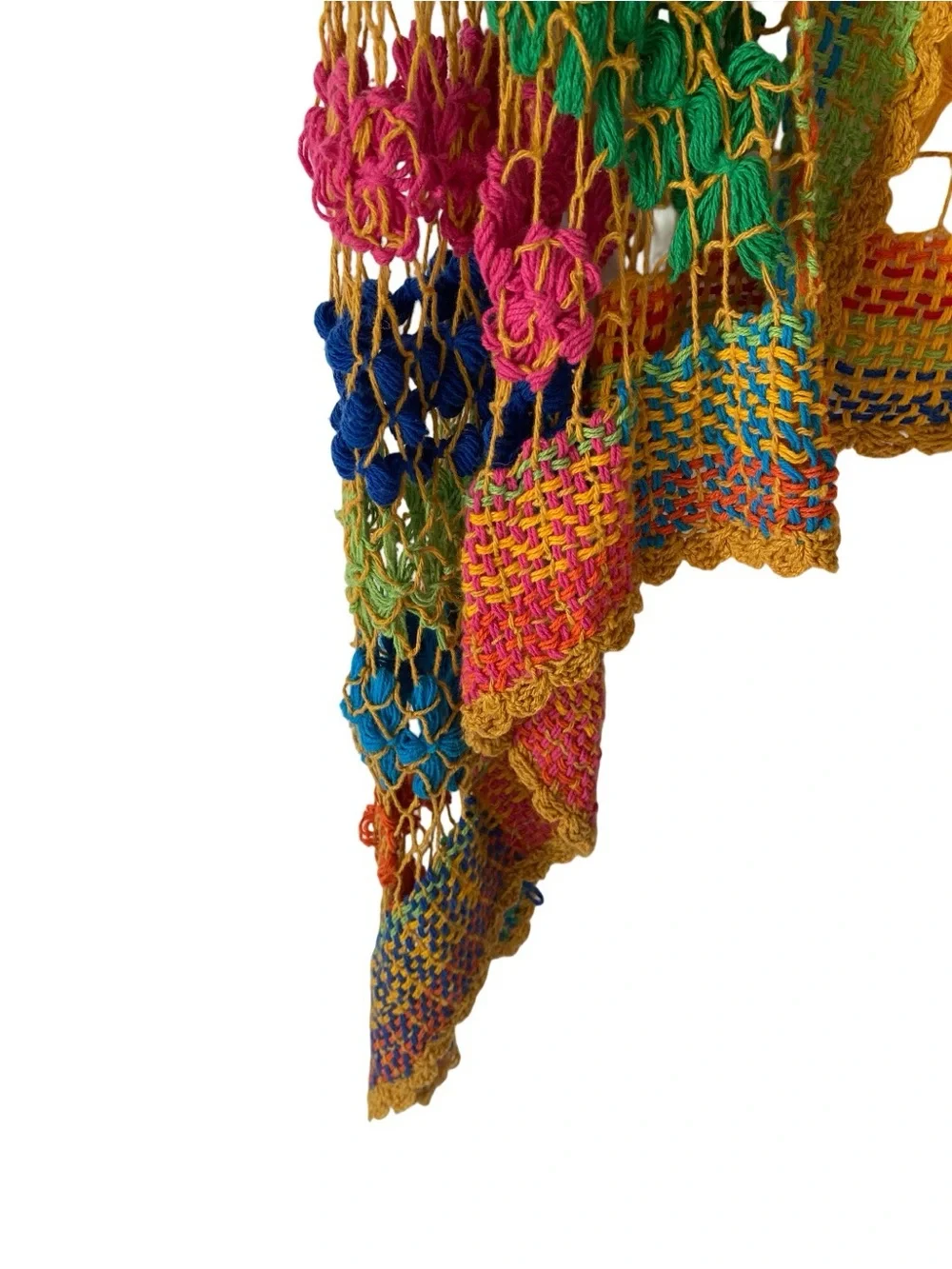 Colorful Handmade Crochet Boho Vest Multicolor Red Yellow Green Groovy one size